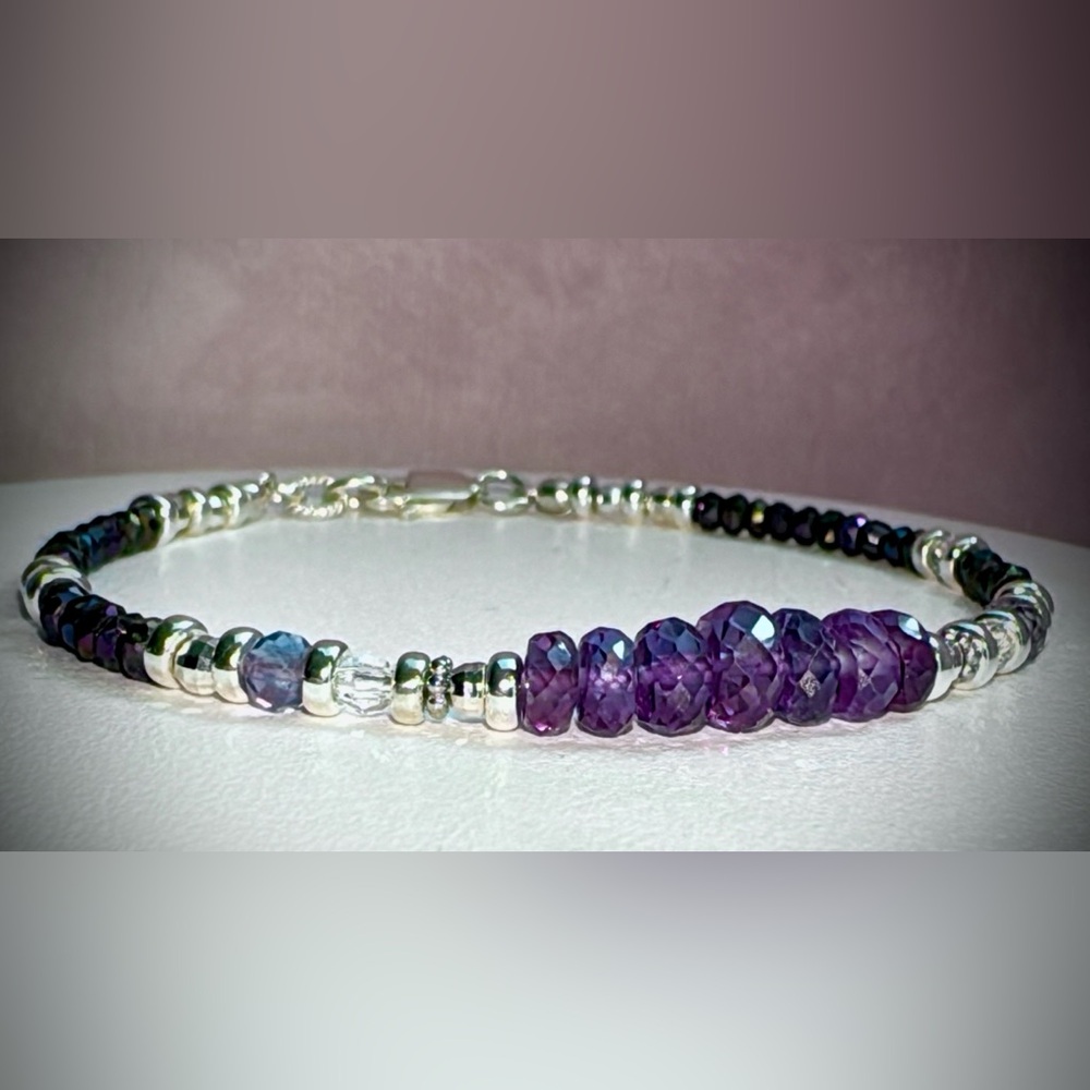 💜Custom💜Color Changing Alexandrite  •Sterling Silver Bracelet